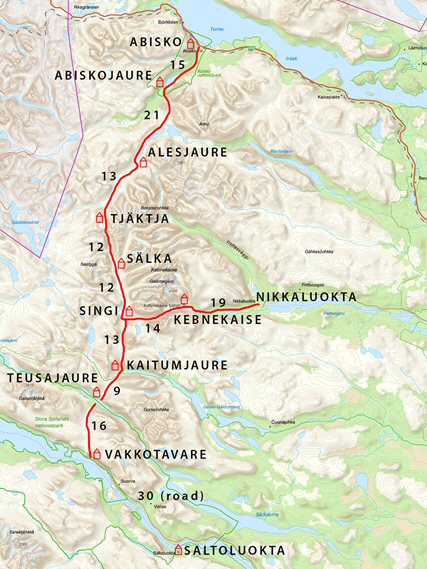 Kungsleden Trail Map